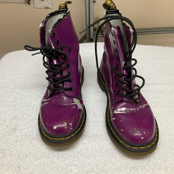 Dr. Martens Shoes - Dr. Martens Shiny Purple Combat Boots